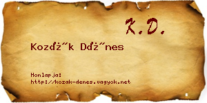 Kozák Dénes névjegykártya